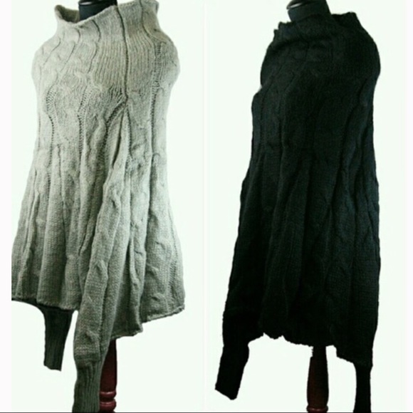 Oversized Cable Knit Cowl-Neck Poncho Sweater - Picture 5 of 5